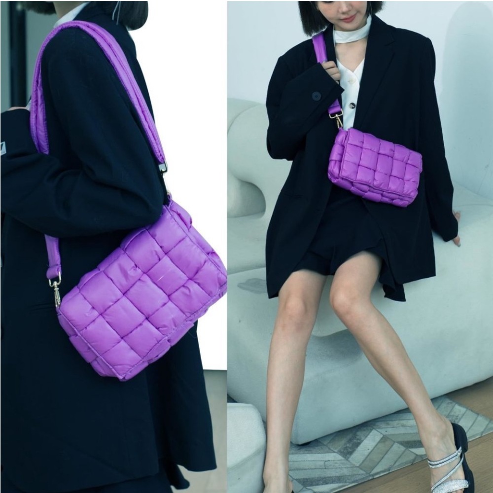 Puffer Woven & Puffer Squares Cossbody Purse - Picture 5 of 7